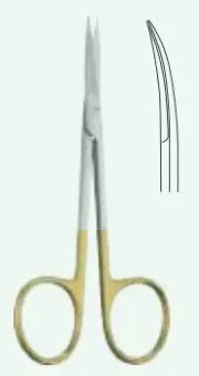 Ножиці офтальмологічні Стівенса, зігнуті, ТВС, з покриттям ручок карбідом титана (жовтого кольору), гострокінцеві, 110 мм Bio Tules Impex BTS-24-355.3